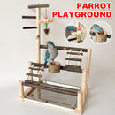 Arlo Wooden Parrot Stand Pole Interactive Bird Stand with Food Bowl Climbing Ladder