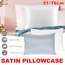 Silk Envelope Pillowcase Soft Satin Protective Cover for Bed Sleep Comfort - White