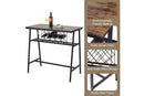 Industrial Style Bar Table with Wine Rack Storage