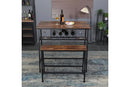 Industrial Style Bar Table with Wine Rack Storage