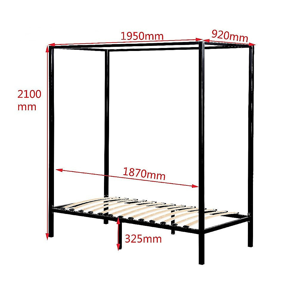 Rowan 4 Poster Bed Frame – Black – Single