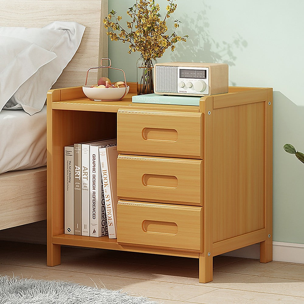 Tavira Bamboo Multi-Storage Bedside Table – Natural Wood – 40 cm