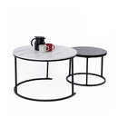 Atlas Set of 2 Coffee Table Round Marble Nesting Side End Table Furniture