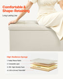 Harlow Foldable Storage Ottoman Bench – Beige