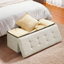 Harlow Foldable Storage Ottoman Bench – Beige