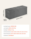 Harlow Foldable Storage Ottoman Bench – Grey