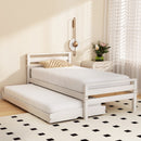 Bed Frame 2 - in - 1 Trundle Wooden White AVIS – Single