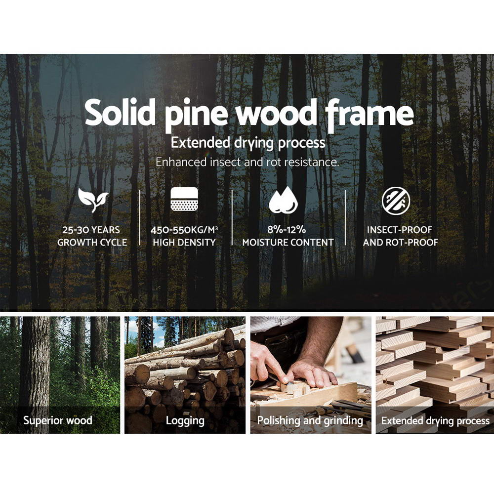 Callan Solid Wood Bed Frame – White – Single