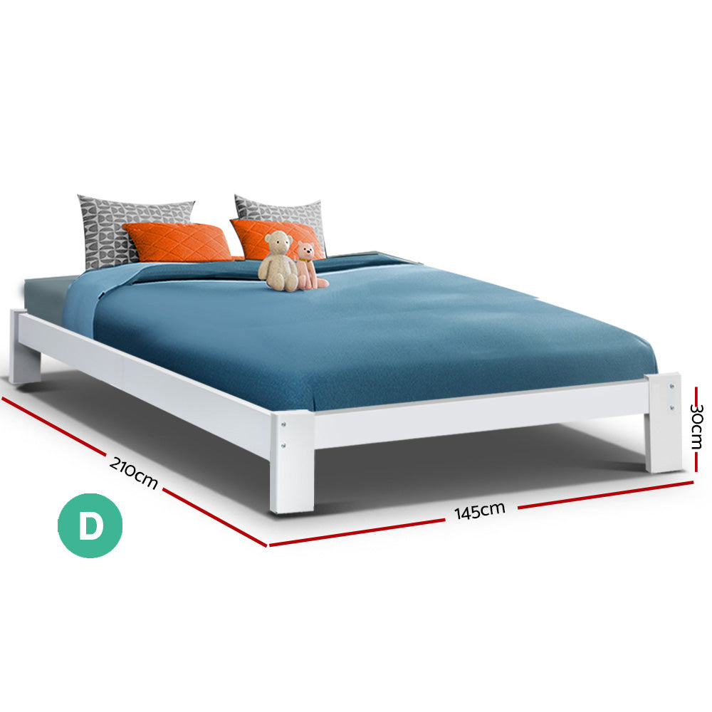 Mason Wooden Bed Base – White – Double