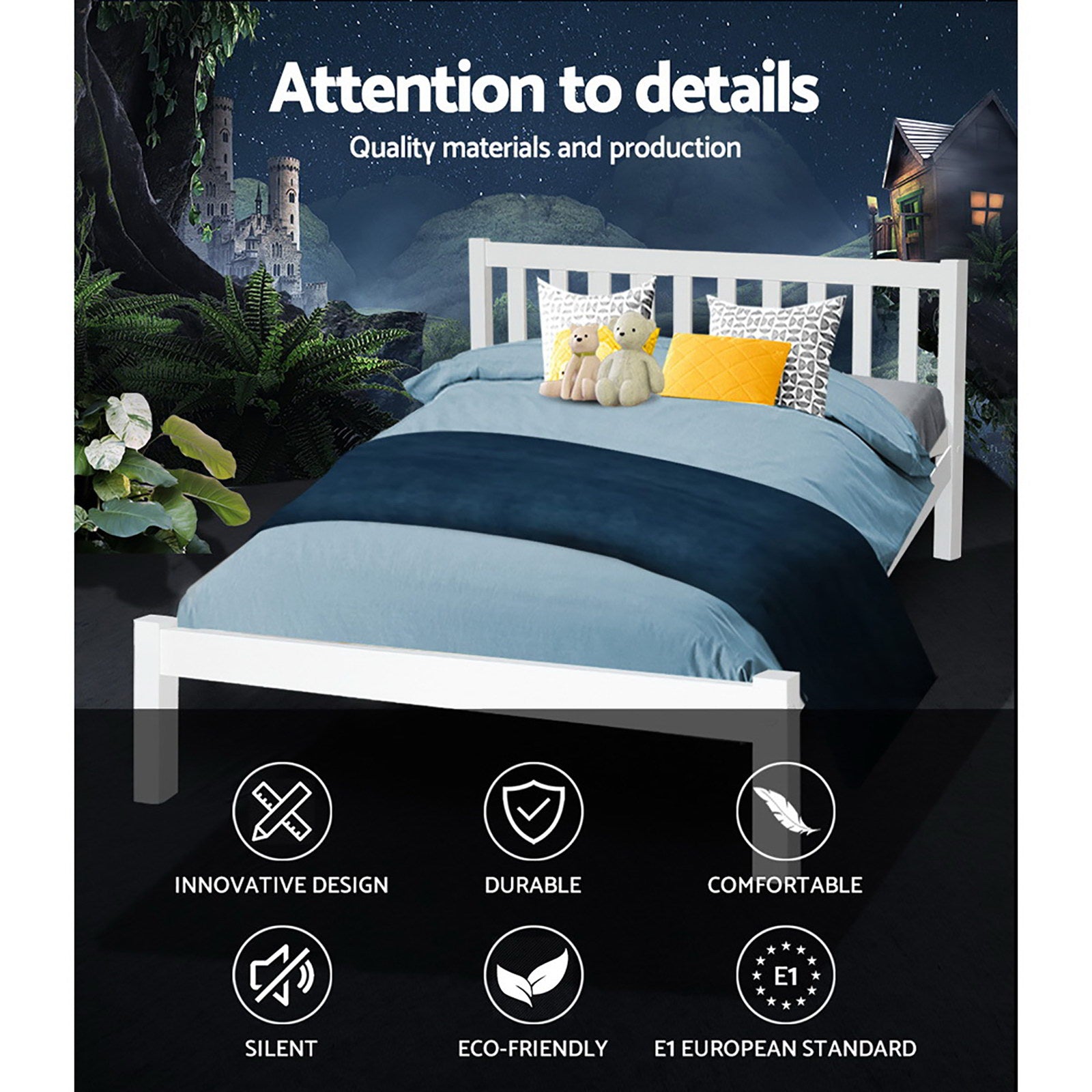 Hudson Wooden Bed Frame – White – Double