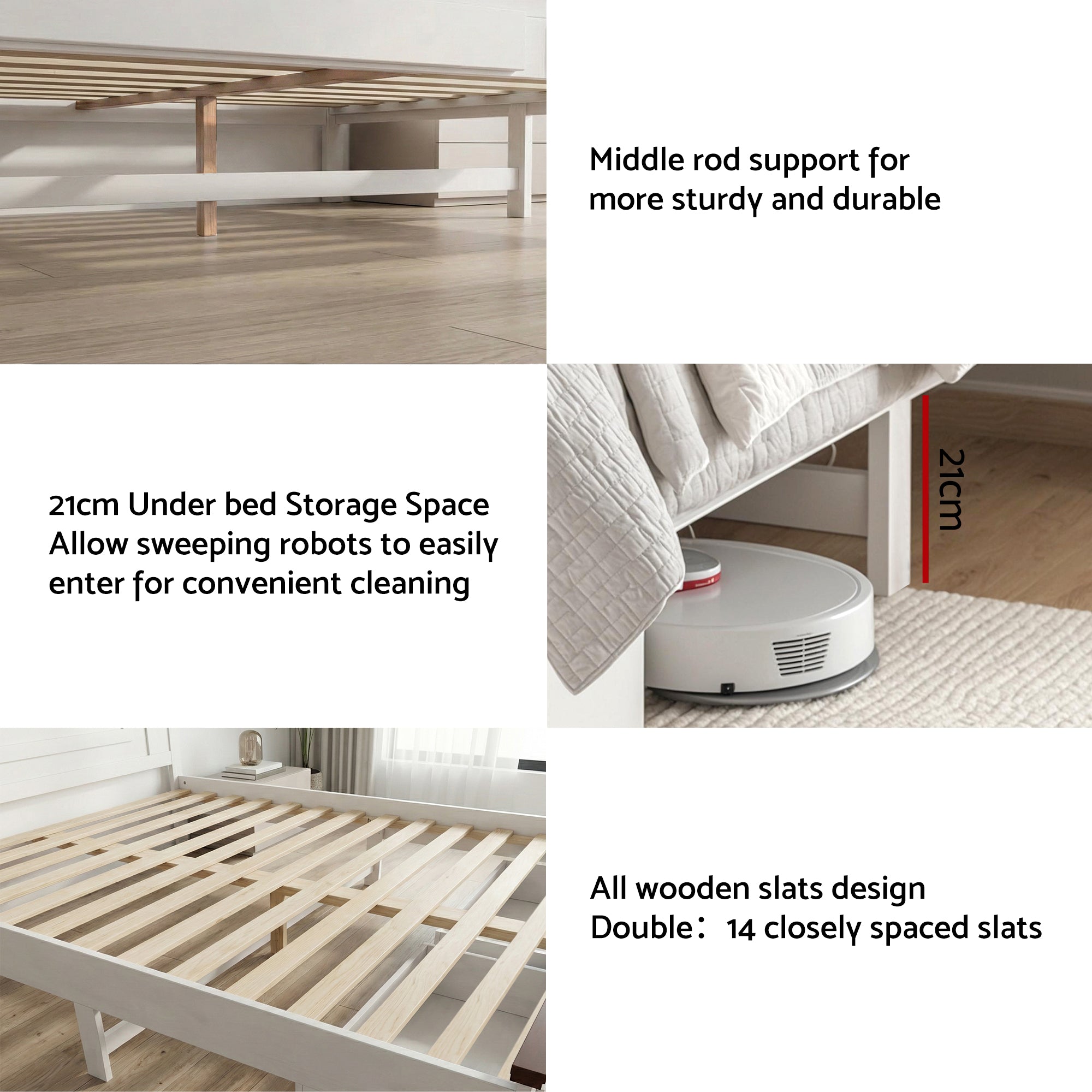 Rowan Wooden Bed Frame with Storage Drawers – White – Double
