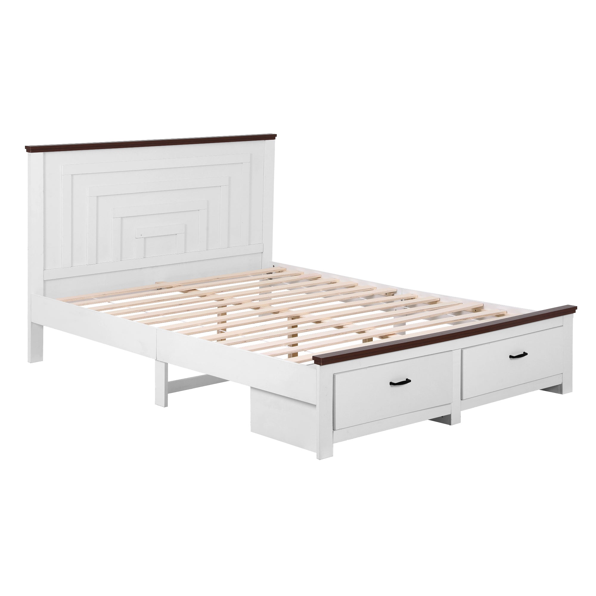Rowan Wooden Bed Frame with Storage Drawers – White – Double