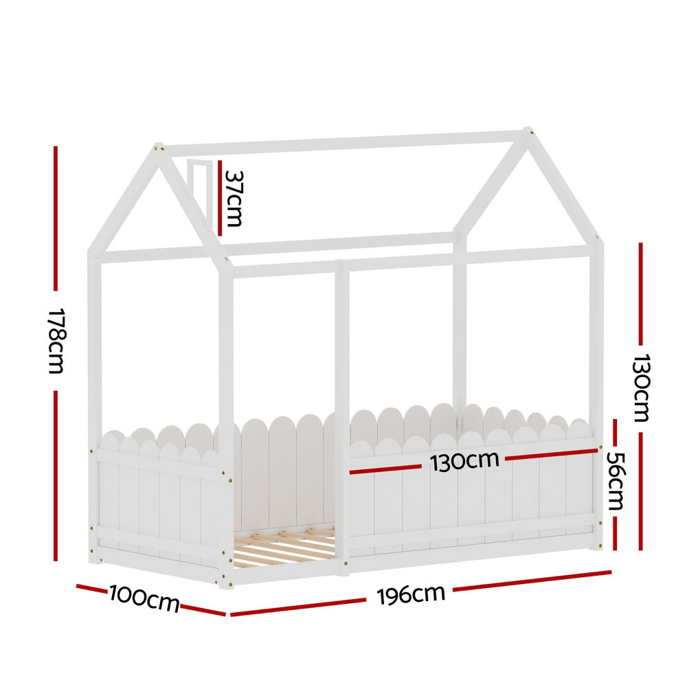 Kori Kids House Bed Frame – White – Single