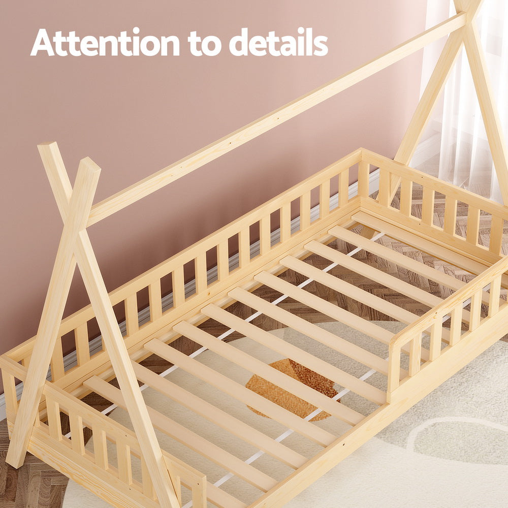 Puah Kids House Bed Frame – Brown – Single