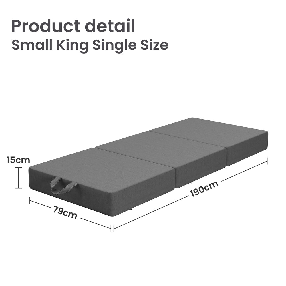 Alderon Tri-Fold Memory Foam Mattress – Grey – King Single